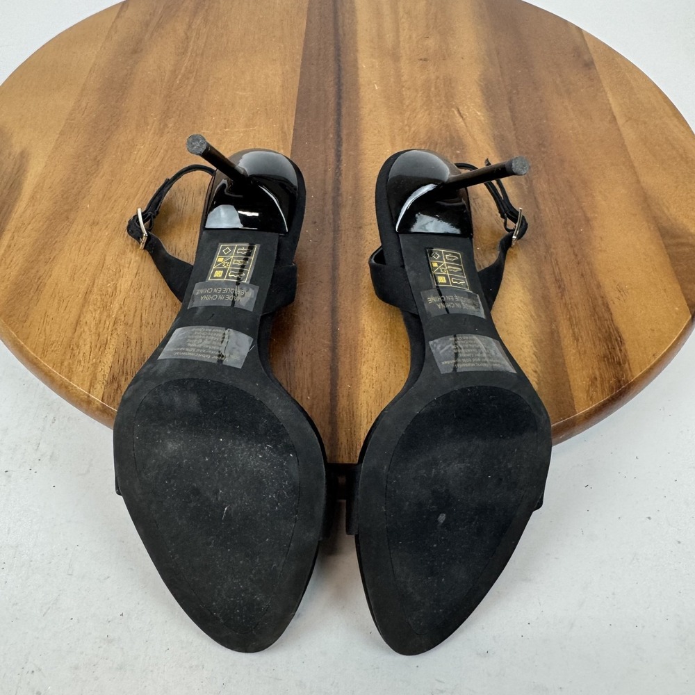 Womens Jeffrey Campbell Go-Getter Black Satin Slingback Heeled Sandals Size‎ 7 M - Picture 8 of 9